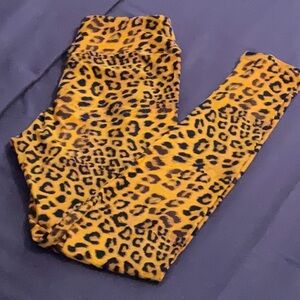 LuLaRoe Golden and Black Leopard Print Stretch Leggings